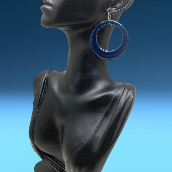 Lot 5 x Vintage 80's Pop Art Acrylic Hoop Earrings Pierced Punk New Wave - Picture 4 of 7